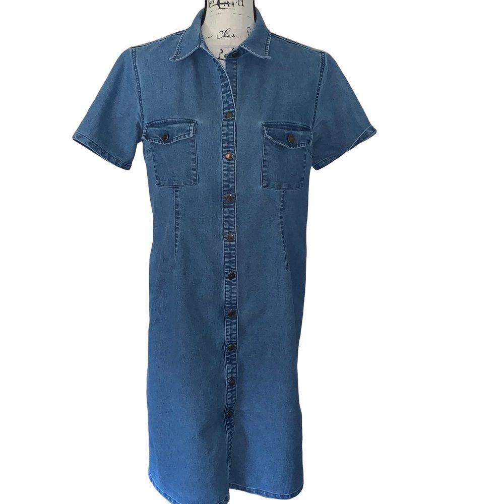 CHARTER CLUB straight blue Jean dress 10